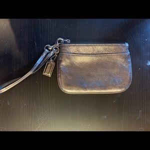 NWOT Silver Coach Wristlet